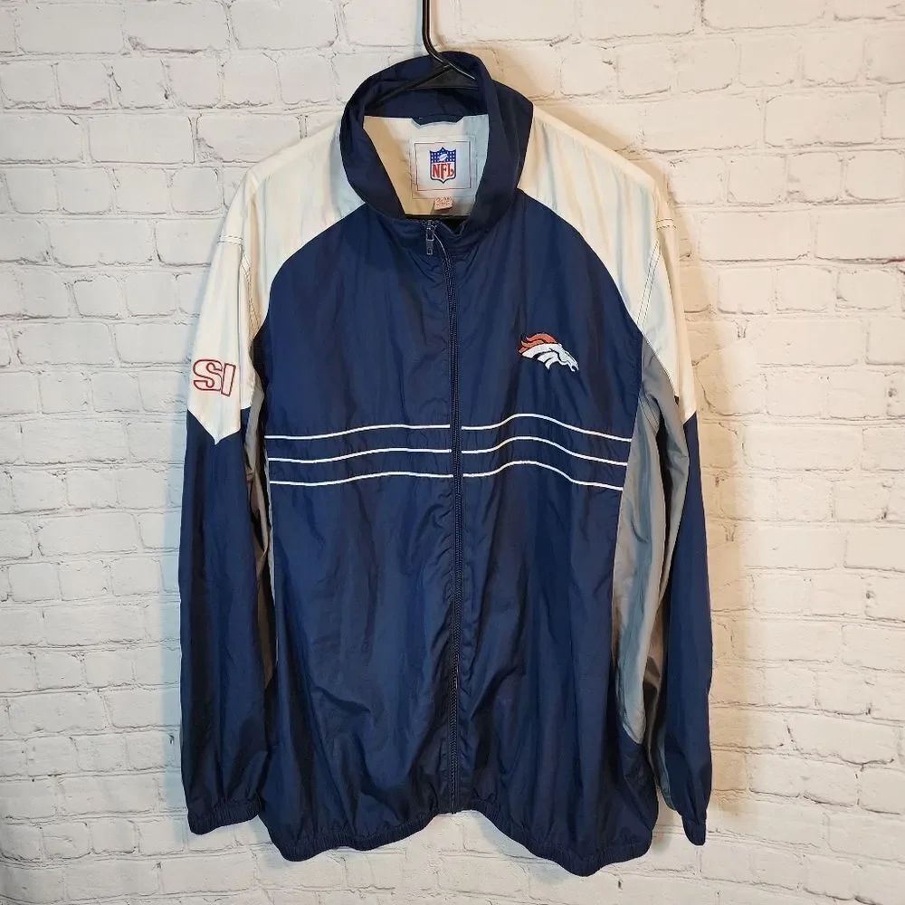 NFL Men's Denver Broncos Blue and White Jacket, Size XXL
